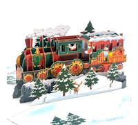 Fassory 3D Pop Up Christmas Card, Christmas Train Card, Santa Driving Christmas Express Train, Christmas Card for Son Daughter Grandson Nephew Kids (Christmas Train)