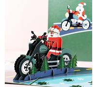 Fassory 3D Pop Up Christmas Card, Santa Riding Motorcycle Card, Funny Christmas Card for Men Women Husband Dad Son Brother Boyfriend (Santa Riding Motorcycle)
