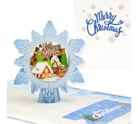 Fassory 3D Pop Up Christmas Card, Snowflake Christmas Card for Wife Mum Daughter Sister Girlfriend Auntie (Snowflake Village)