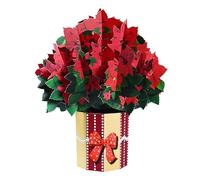 Fassory 3D Pop Up Christmas Flower Card, Handmade Poinsettia Bouquet Christmas Card for Families Friends (Poinsettia)