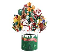 Fassory 3D Pop up Decorative Christmas Card, Handmade Christmas Elements Bouquet Pop up Card (Happy Holidays)