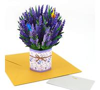 Fassory 3D Pop up Flower Card, Handmade Lavender Bouquet Birthday Wedding Anniversary Card for Female Friend Mum Sister Auntie Grandma (Lavender Bouquet)