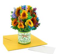 Fassory 3D Pop up Flower Card, Handmade Sunflower Bouquet Birthday Wedding Anniversary Card for Female Friend Mum Sister Auntie Grandma (Sunflower Bouquet)