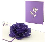 Fassory 3D Pop Up Purple Rose Flower Card for Her Wife Girlfriend, Handmade Universal Greeting Card, Wedding Anniversary Card, Birthday Card for Woman Female Friend Mum Sister Grandma (Purple Rose)