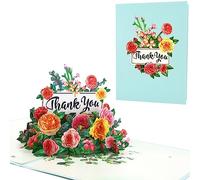 Fassory 3D Pop Up Thank You Card, Flowers Thank You Card for Teachers Friends Colleagues Mum Grandma Sister