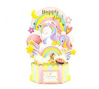 Fassory 3D Pop Up Unicorn Card, Unicorn Birthday Card for Girls Daughter Granddaughter Kids, Happy Day Universal Greeting Card (Rainbow Unicorn)