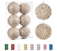 Fassory 6Pcs 10CM Christmas Baubles Champagne Colour Large Xmas Balls Hanging Ornaments for Christmas Tree Decorations (Champagne, 10cm)