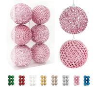 Fassory 6Pcs 10CM Pink Christmas Baubles Large Xmas Balls Hanging Ornaments for Christmas Tree Decorations (Pink, 10cm)