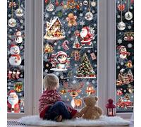 Fassory 9 Sheets 120 Pcs Reusable Static Window Clings, Double-Side Window Stickers Christmas Scene, Welcome Christmas