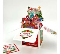 Fassory Pop Up Christmas Card with Envelope, Christmas Card Dogs, 3D Box Merry Christmas Card (Christmas Dogs)