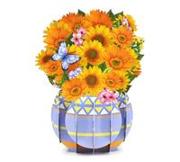 Fassory Pop Up Sunflower Card, Pot of Sunflower Birthday Card, Anniversary Thank You Get Well Soon Good Luck Card (Sunflower)