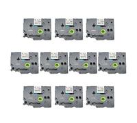 Fassport 10 Pack Black on White Extra Strength Adhesive Label Tape Compatible for Brother P-Touch TZ S211 TZe S211 6mm 1/4"