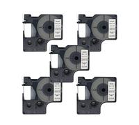 Fassport 5 Pack Black on Clear Label Tape Compatible for DYMO D1 43610 6mm 1/4"