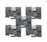 Fassport 5 Pack Black on White Security Label Tape Compatible for Brother P-Touch TZ SE4 TZe SE4 18mm 3/4"