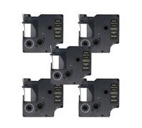 Fassport 5 Pack White on Black Label Tape Compatible for DYMO D1 53721 24mm 1"