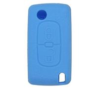 Fassport Leather Texture Silicone Cover Skin Jacket fit for CITROEN PEUGEOT 2 Button Flip Remote Key CV5300 Blue