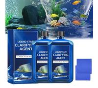 Fast-Acting Aquarium Water Clarifier, Aquariums Liquid State Clarifying Agent, Freshwater Aquariums Water Purification Clarifier, Blanket Weed Treatment for Ponds, Clears Cloudy Fish Tank (2PC)