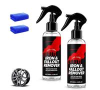 Fast-Acting Car Iron and Fallout Remover Spray, Car Iron Fallout Remover Spray, Fast Acting Dissolves Brake Dust, Rail Dust & Surface Rust, for Cars, Wheels, Glass & Chrome (2PC)