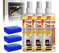 Fast-acting Fireplace Cleaner Spray, Fireplace Brick Cleaner，100ml-3pcs | Powerful Cleaning, Soot & Grime Remover, Spray Bottle, Includes Cloth, Indoor Fireplace Use