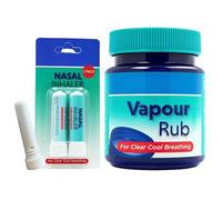 Fast-Acting Vapour Rub & Nasal Inhaler Combo (1 Jar + 2 Sticks) - Cold & Flu Relief, Clears Blocked Nose, Sinus & Chest Congestion, Eases Coughs