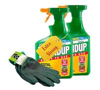 Fast Action Weed Killer & Garden Gloves - Pack of 2 x 1.2L Ready To Use Total Weed Burner Weedkiller with 2 Pairs of Garden Gloves. Weed Killer Extra Strong for Driveways, Paths, Patios