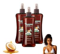 Fast Bronzing Sunbed Cream Tanning Accelerator, Bronzing Fast Tanning Oil, Hydrating Body Oil with Tropical Coconut Fragrance for Deep Natural Tan, Long-Lasting, Hydrating Formula (3Pc)