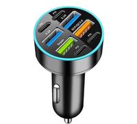 Fast Car Charger - 66W USB Adapter for Rapid Power | Zinc Alloy Shell with Quad Port Hub & Intelligent Chip plus Voltage Display for Smartphones, Tablets, Dash Cams and GPS, 1.5x2.3x0.8in