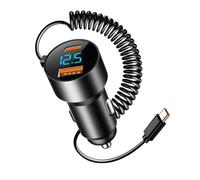 Fast Car Charger USB C, Car Charger USB C,Type C Charger Fast Charging Car PD QC 3.0 Multi-Port USB Charger | 100W Car Charger Pull-Out Cord for Smartphones, Tablets, Laptops