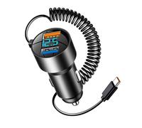 Fast Car Charger USB C - PD QC 3.0 Type C Charger Fast Charging Car - 100W Retractable Cord for Smartphones Tablets Laptops