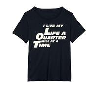 Fast Car Quote I Live My Life A Quarter Mile at A Time T-Shirt, Women's Plus, Black, 6X
