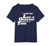 Fast Car Quote I Live My Life A Quarter Mile at A Time T-Shirt, Women's Plus, Navy Blue, 6X