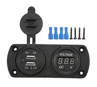 Fast Car with Voltage Gauge, Dual USB 2.1A Output, 12-24V Universal USB Car Adapter for Motorcycles, Boats, Yachts and Tractors