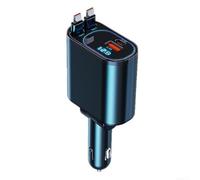 Fast Charge Car Adapter 66W Dual USB Retractable Cord