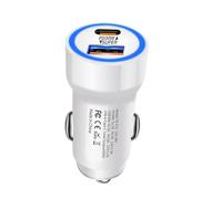 Fast Charge Car Adapter - PD 30W USB-A & Type C Ports 2 in 1 Charger Total Output 60W | Compact Automotive Charger for Phones, Tablets, Devices, Power Supply