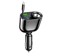 Fast Charge Car Charger PD30W 66W Digital Display Retractable Cable Supports Dual Output 0 for Phones Tablets Compatible with Vehicles (PD30W)