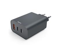 Fast Charger, 2 USB-C, 1 USB-A, PD, 65W, Charcoal