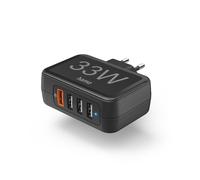 Fast Charger 4 Ports, Qualcomm® 3.0, 4x USB-A, 33 W, Black