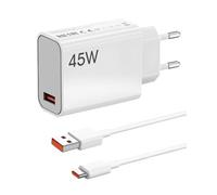 Fast Charger 45W USB-C for Xiaomi Redmi Note 14 Pro 5G, Poco X7, M7 Pro, Mi 11 Lite, Pad 7, Pad 6 USB Type C Cable 1M 6A for Turbo Charging and Data Transfer Compatible with Xiaomi Poco and More