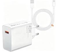 Fast Charger 45W with USB-C Data Cable 2M 6A for Xiaomi Redmi | Data Cable Included for Xiaomi Redmi Note 15 14 Pro 5G, 13/12/11T, Xiaomi 15/14, Poco X7 X5 X4 X3 F7 F5 M7 M6