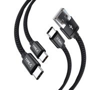 Fast Charger Cable For Samsung Galaxy S25 / S25+ / S25 ULTRA / S25 EDGE [2 Pack, 3FT] [USB C to USB C Cable + USB-A to Type C] 3.1A Fast Charging Nylon Braided Phone Charger Cable (BLACK)