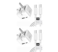 Fast Charger Compatible with iPhone & Samsung, 2 Pack 35W Dual USB Wall Plug Adapter with 3M/10FT USB C Cable, USB-A and USB-C Ports For iPhone 16 15, Samsung Ultra S24 S23 S22