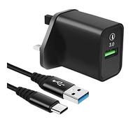 Fast Charger for Samsung Galaxy S9 S8 Plus A41 A52 5G A40 A8 A9 2018,A3 A5 2017,Sony Xperia 1 5 10 II,XA1 XA2,XZ3 XZ2 XZ1 Compact Premium,L3 L4,QC 3.0 USB Wall Plug,18W Phone Travel Adapter+2M C Cable
