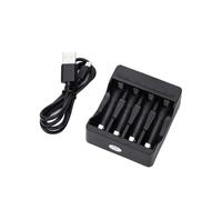 Fast charger in black for 4 x AA/AAA batteries.Efficiently recharge to keep your devices ready.Perfect for home or office.