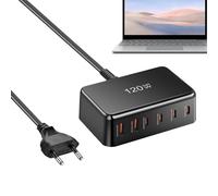 Fast Charger - Portable Charger for Phones, 120 W 6 Ports Quick Charge for Mobile Users Tech Enthusiasts Photographers Students Travellers