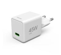 Fast Charger, USB-C, PD/QC/GaN, Super Mini Charger, 45 W, White