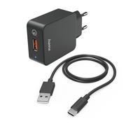 Fast Charger with USB-C Charging Cable, Qualcomm®, 19.5W, 1.5m, Black