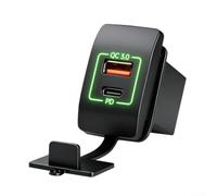 Fast Charging Car Adapter 12V 24V PD for qc3.0 Dual Port Fast | Waterproof dust cover included, protects ports from moisture, fits dashboard flush, black finish, easy access(Green)