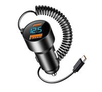 Fast Charging Car Charger, USB C Fast Car Charger | PD QC 3.0 Type C for Quick Charge | 100W Car Spiral Cable Adapter for Phone