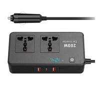 Fast Charging Car Plug Outlet Converter with 200W Power Inverter Digital Screen for Travel Electronics Compatibility Vehicle Inverter with Voltages Monitor