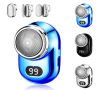 Fast Charging Digital Display Mini Shaver - 2024 Upgrade Electric Razor For Men Mini Electric Shaver With Mirror,Mini Electric Shavers For Men,USB Rechargeable Waterproof (Blue)